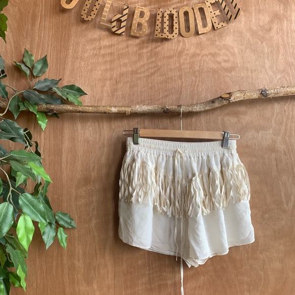 Rory Beca Pants - Rory beca cream fringe shorts
